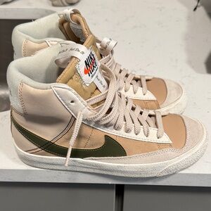 Nike High-Top Sneakers in Tan and Olive